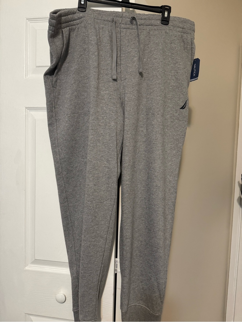 Nautica Men's Light Gray Fleece Joggers with Drawstring